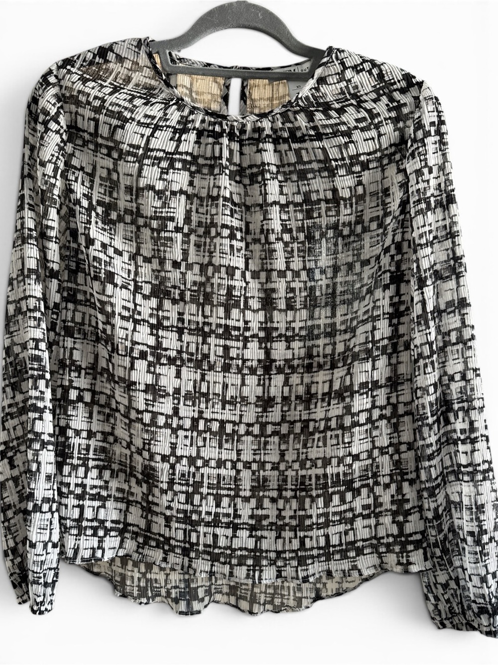 WHBM Outlet Crinkle Blouse Brushstroke Ecru XS new with tags